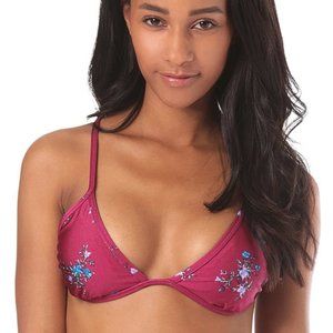 NEW Volcom "Stems for Days" Floral Triangle Bikini Top Sz. L